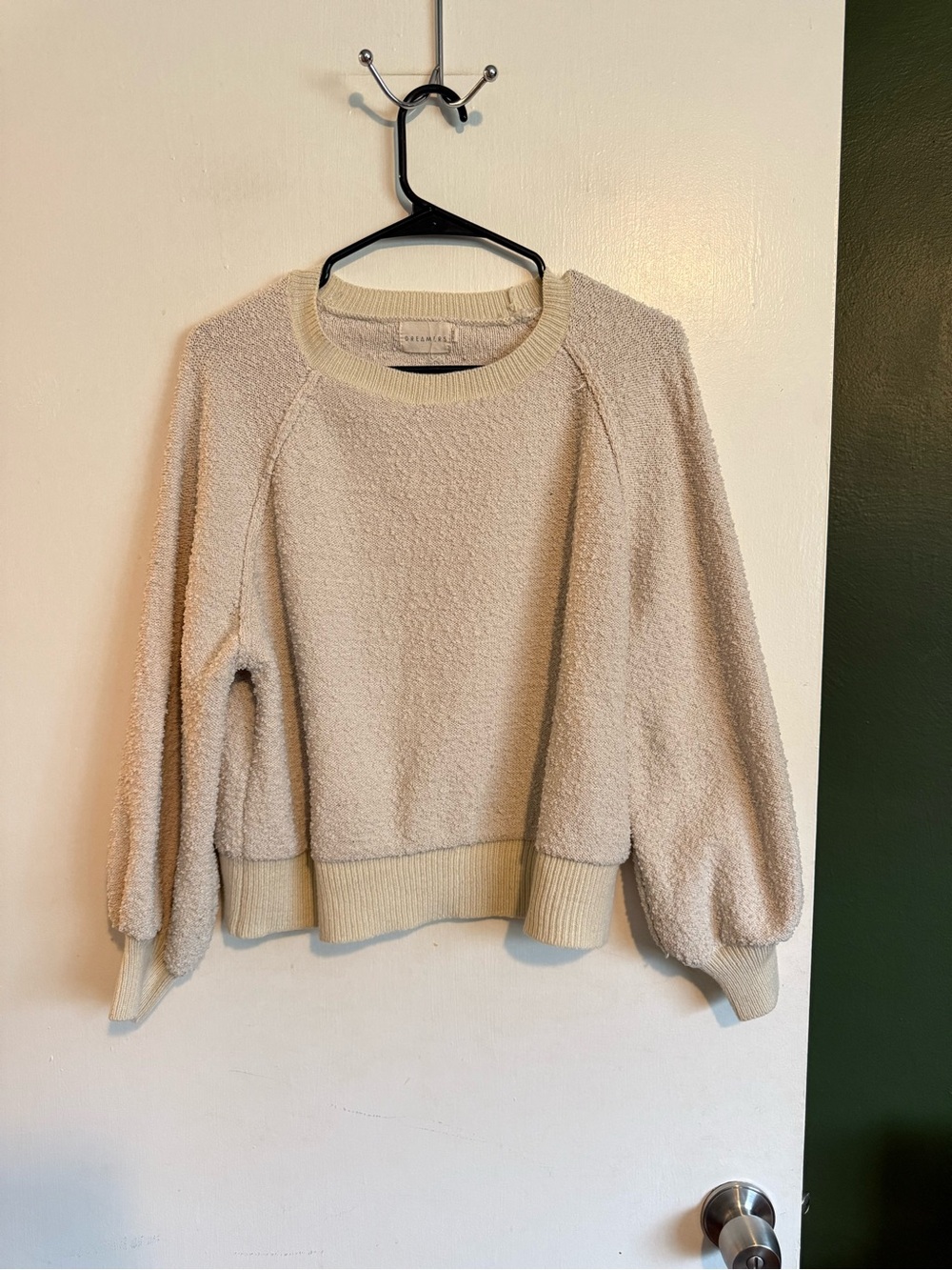 Dreamers oatmeal beige textured balloon sleeve pullover sweatshirt
size s/m